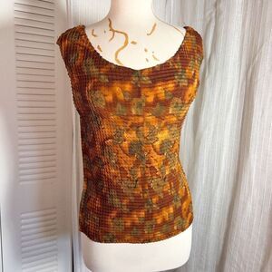 Vintage | Women’s | Tops | L | Brown Watercolor Textured Sheer Tank Top